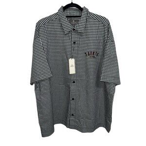 Saints Motorcycle Button Up Collar Blck/Whte Gingham Textured Shirt Sz 3XL NWT